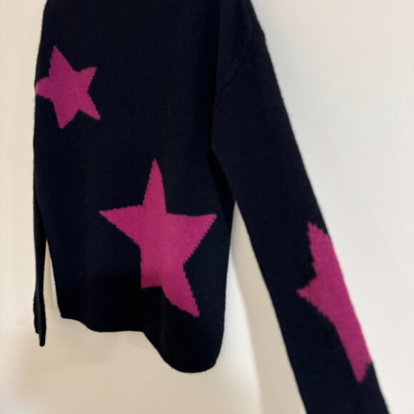 [360Sweater] Black Wool Cashmere Sweater with Star Detail - Size XS - Picture 3 of 4